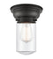 Dover Flush Mount shown in the Matte Black finish with a Clear shade