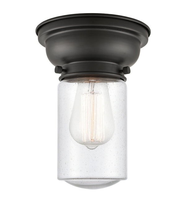 Dover Flush Mount shown in the Matte Black finish with a Seedy shade
