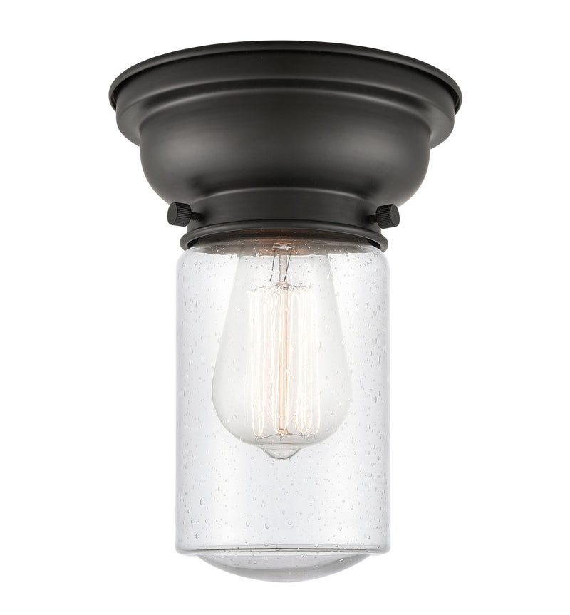 Dover Flush Mount shown in the Matte Black finish with a Seedy shade