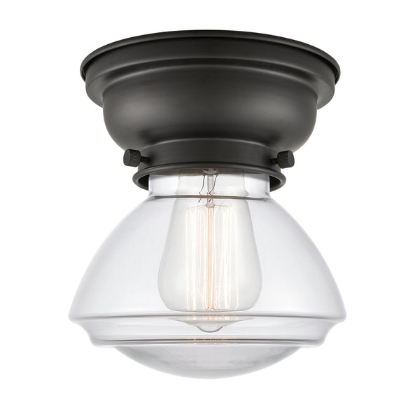 Olean Flush Mount shown in the Matte Black finish with a Clear shade