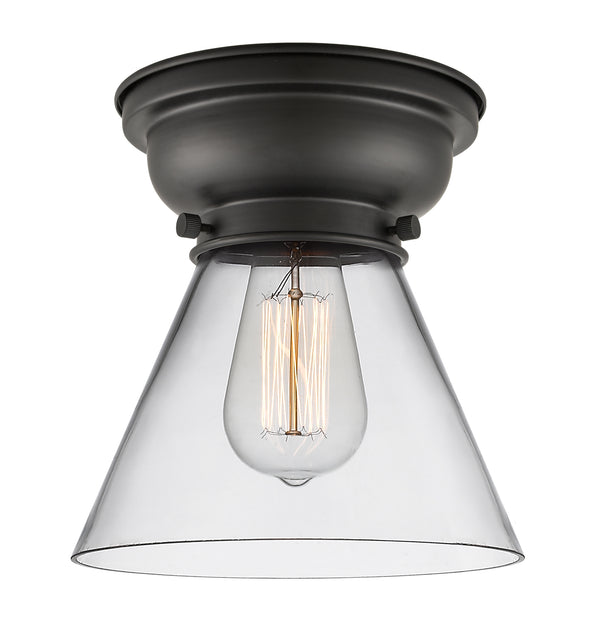Cone Flush Mount shown in the Matte Black finish with a Clear shade