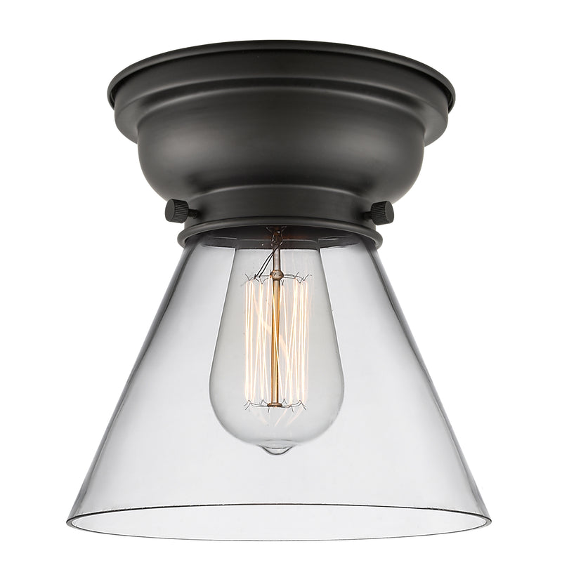 Cone Flush Mount shown in the Matte Black finish with a Clear shade