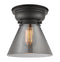 Cone Flush Mount shown in the Matte Black finish with a Plated Smoke shade