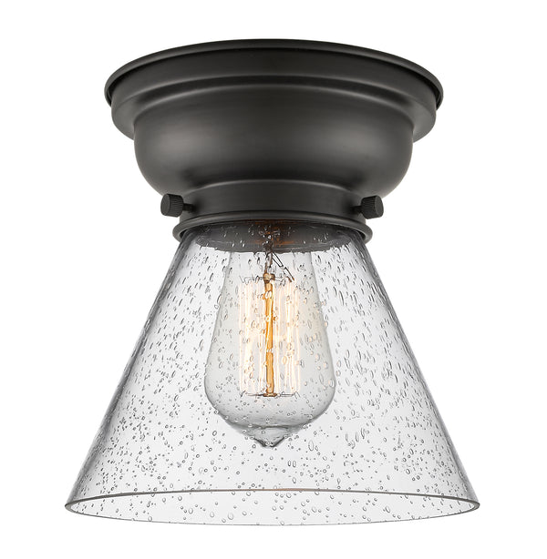 Cone Flush Mount shown in the Matte Black finish with a Seedy shade
