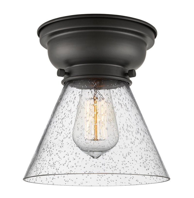 Cone Flush Mount shown in the Matte Black finish with a Seedy shade