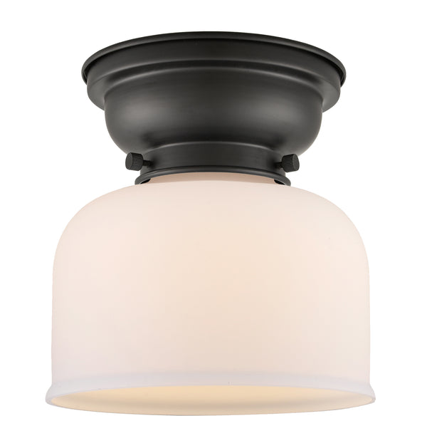 Bell Flush Mount shown in the Matte Black finish with a Matte White shade