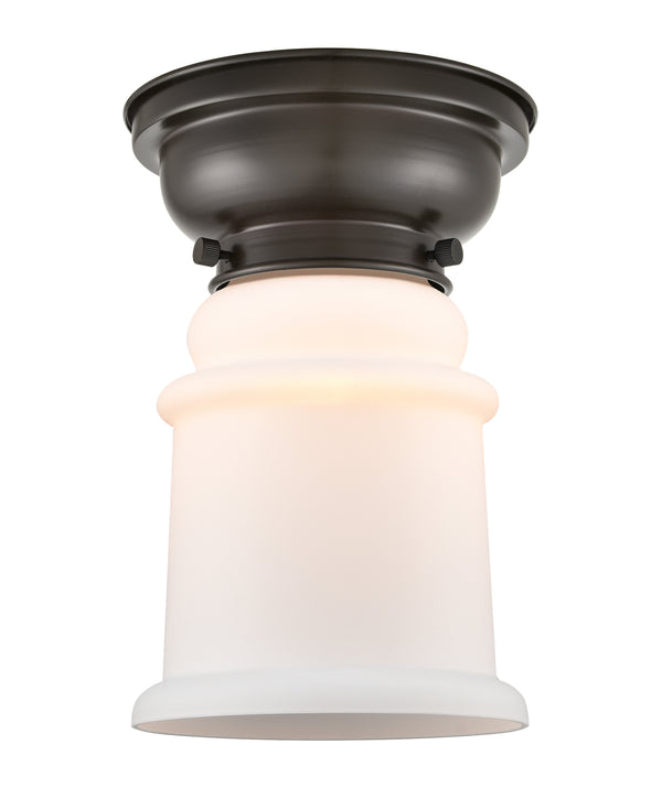 Canton Flush Mount shown in the Oil Rubbed Bronze finish with a Matte White shade