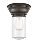 Dover Flush Mount shown in the Oil Rubbed Bronze finish with a Clear shade