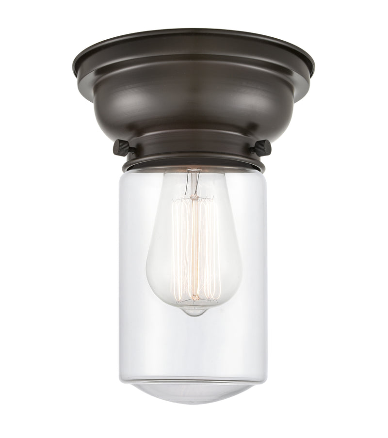 Dover Flush Mount shown in the Oil Rubbed Bronze finish with a Clear shade