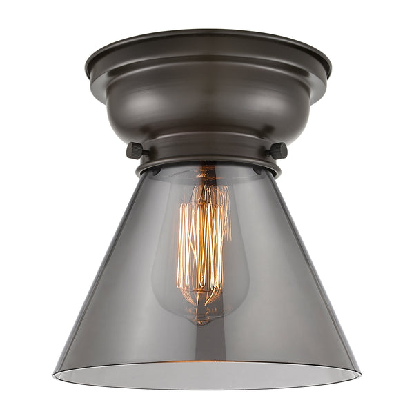 Cone Flush Mount shown in the Oil Rubbed Bronze finish with a Plated Smoke shade