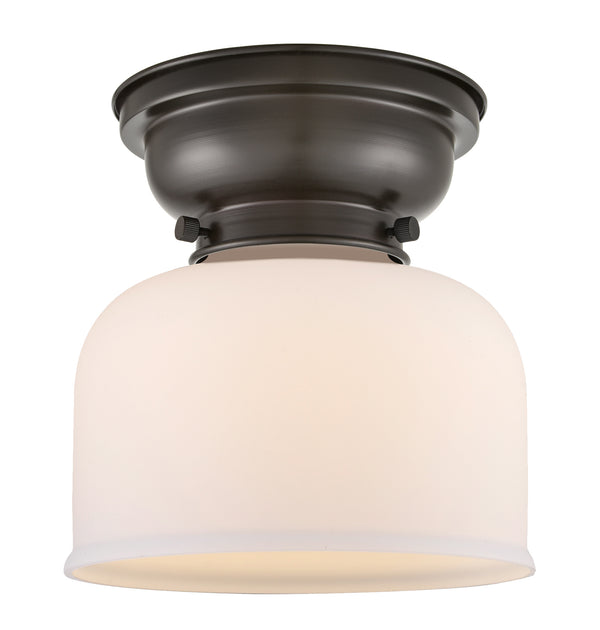 Bell Flush Mount shown in the Oil Rubbed Bronze finish with a Matte White shade