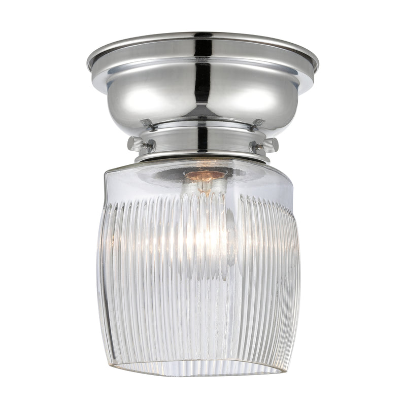Colton Flush Mount shown in the Polished Chrome finish with a Clear Halophane shade