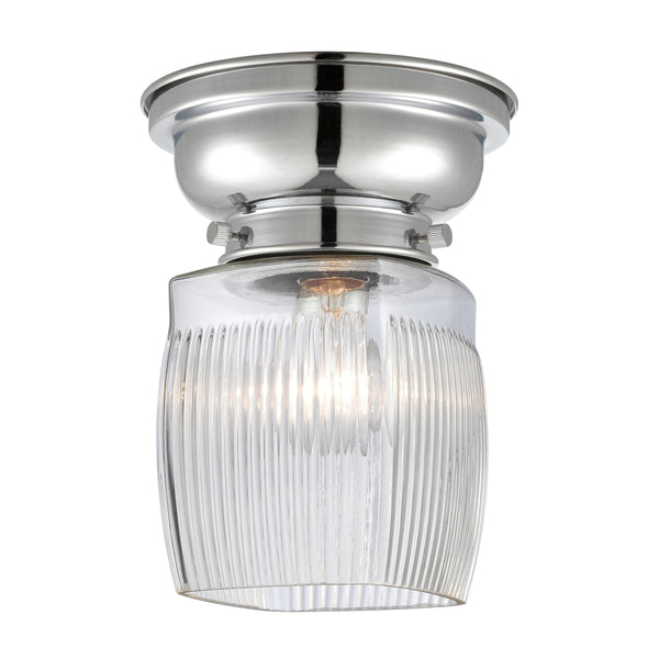 Colton Flush Mount shown in the Polished Chrome finish with a Clear Halophane shade
