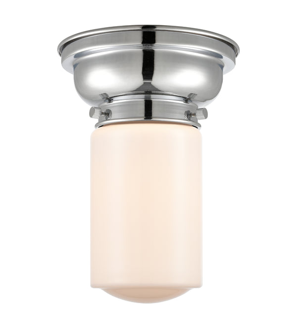 Dover Flush Mount shown in the Polished Chrome finish with a Matte White shade