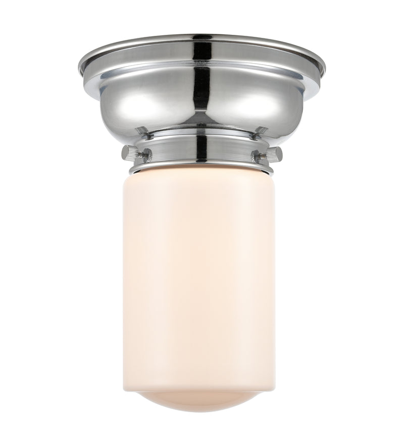 Dover Flush Mount shown in the Polished Chrome finish with a Matte White shade