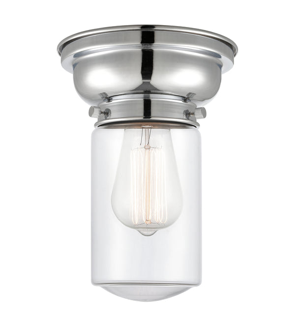 Dover Flush Mount shown in the Polished Chrome finish with a Clear shade