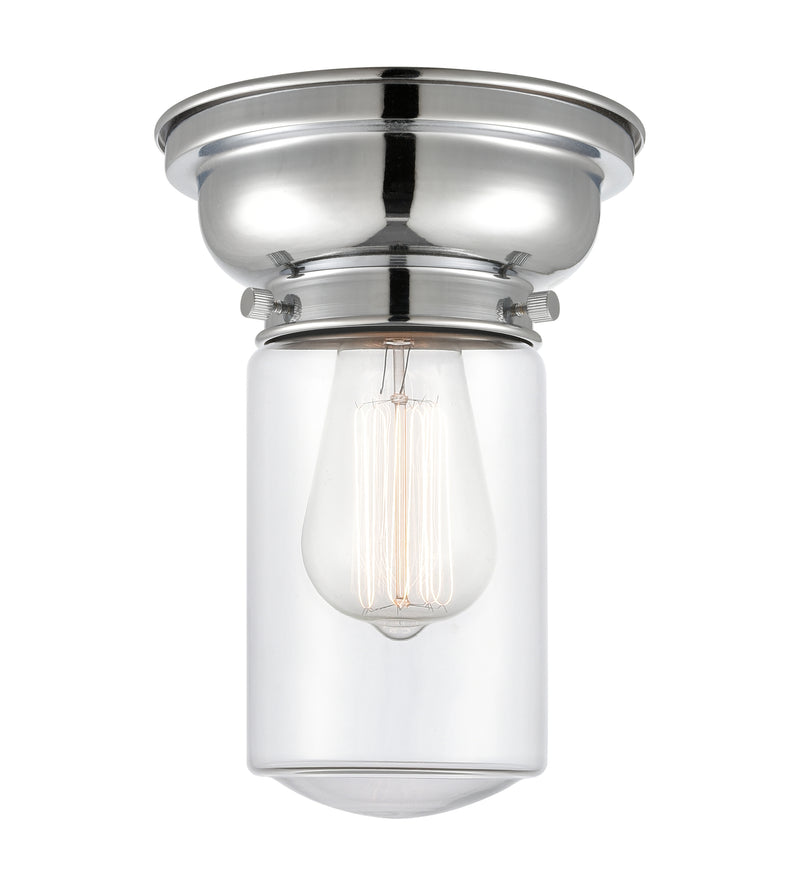 Dover Flush Mount shown in the Polished Chrome finish with a Clear shade
