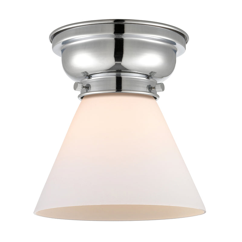 Cone Flush Mount shown in the Polished Chrome finish with a Matte White shade