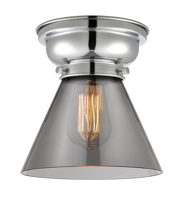 Cone Flush Mount shown in the Polished Chrome finish with a Plated Smoke shade