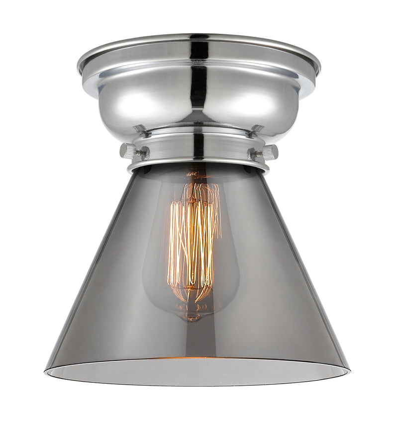 Cone Flush Mount shown in the Polished Chrome finish with a Plated Smoke shade