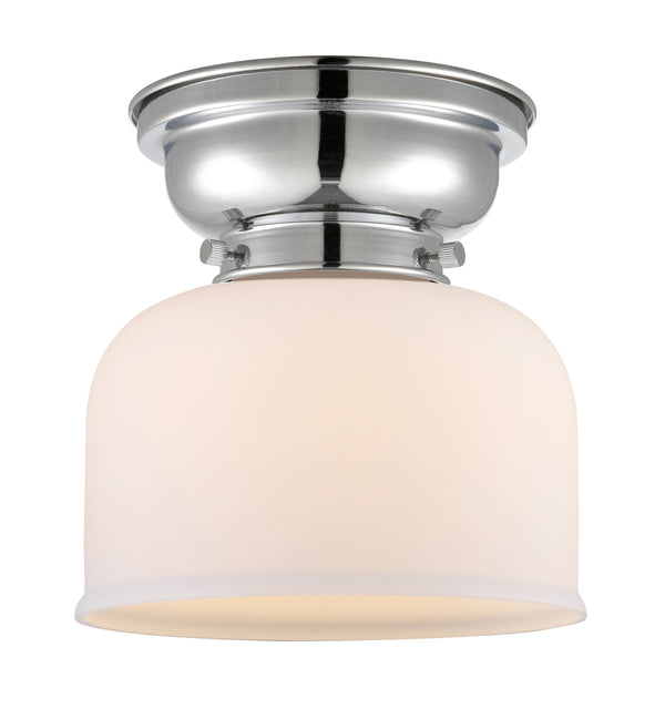 Bell Flush Mount shown in the Polished Chrome finish with a Matte White shade
