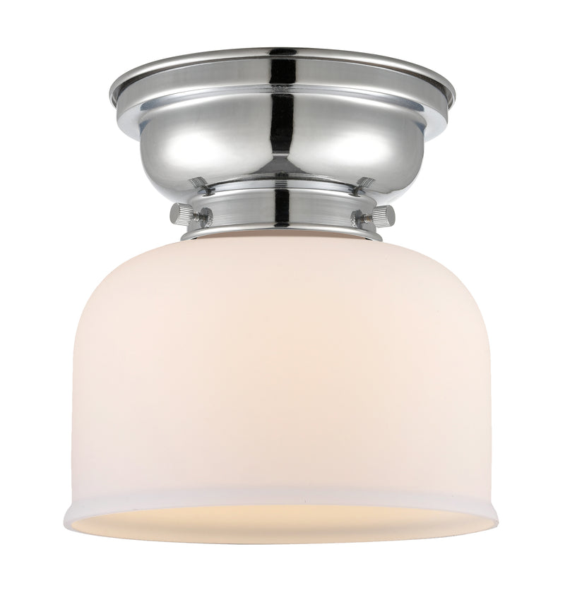 Bell Flush Mount shown in the Polished Chrome finish with a Matte White shade
