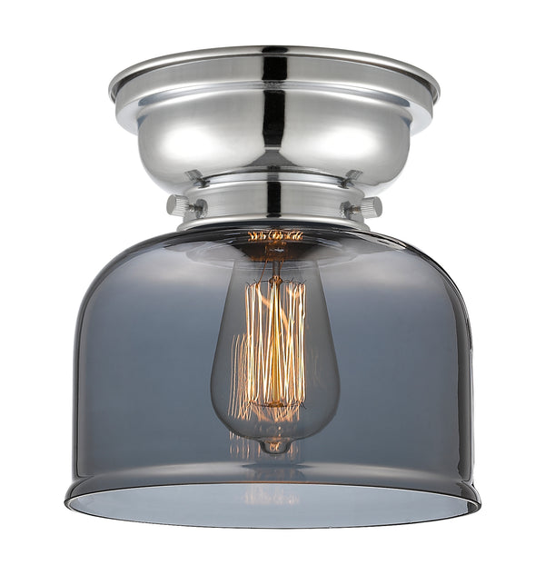 Bell Flush Mount shown in the Polished Chrome finish with a Plated Smoke shade