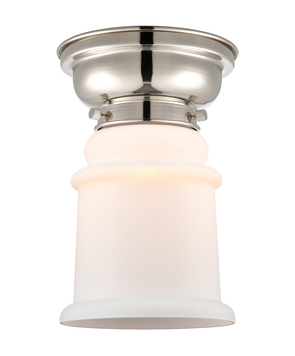 Canton Flush Mount shown in the Polished Nickel finish with a Matte White shade