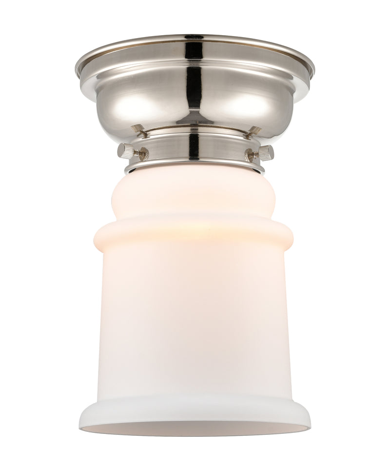 Canton Flush Mount shown in the Polished Nickel finish with a Matte White shade