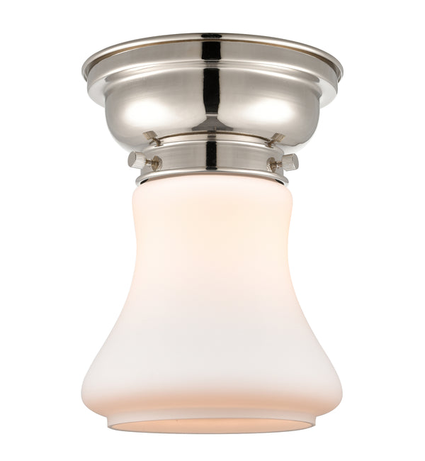 Bellmont Flush Mount shown in the Polished Nickel finish with a Matte White shade