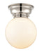 Beacon Flush Mount shown in the Polished Nickel finish with a Matte White shade