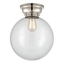 Beacon Flush Mount shown in the Polished Nickel finish with a Clear shade