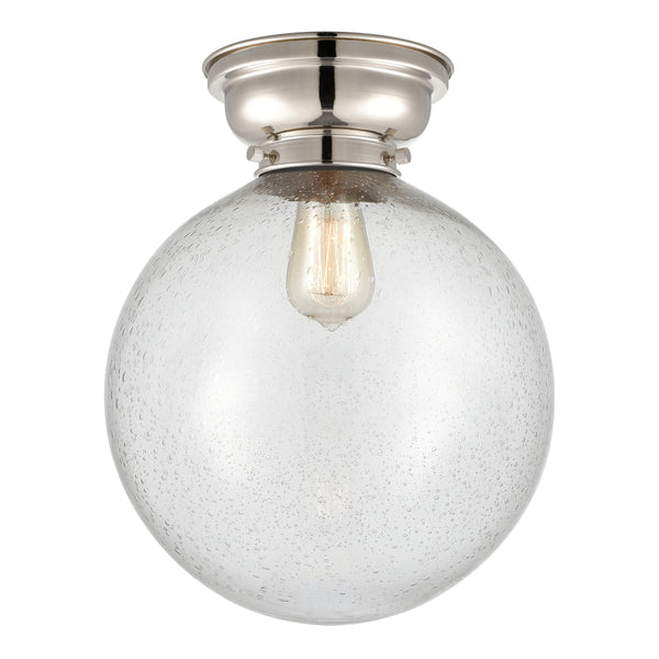 Beacon Flush Mount shown in the Polished Nickel finish with a Seedy shade