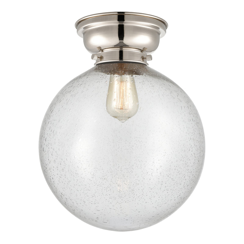 Beacon Flush Mount shown in the Polished Nickel finish with a Seedy shade