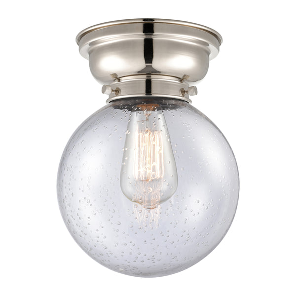 Beacon Flush Mount shown in the Polished Nickel finish with a Seedy shade