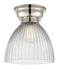 Seneca Falls Flush Mount shown in the Polished Nickel finish with a Clear Halophane shade