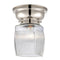Colton Flush Mount shown in the Polished Nickel finish with a Clear Halophane shade