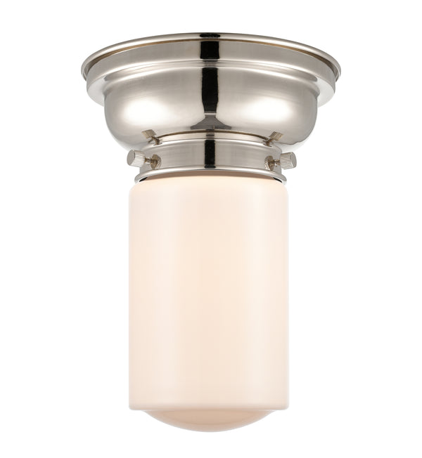 Dover Flush Mount shown in the Polished Nickel finish with a Matte White shade