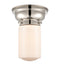 Dover Flush Mount shown in the Polished Nickel finish with a Matte White shade