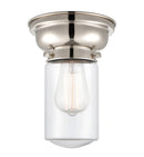 Dover Flush Mount shown in the Polished Nickel finish with a Clear shade