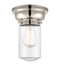 Dover Flush Mount shown in the Polished Nickel finish with a Clear shade