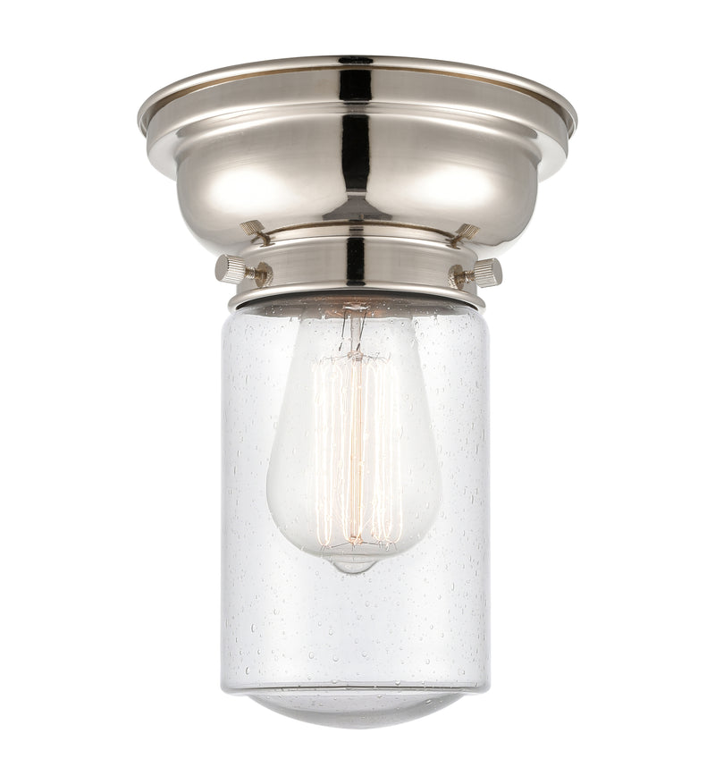 Dover Flush Mount shown in the Polished Nickel finish with a Seedy shade