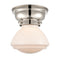 Olean Flush Mount shown in the Polished Nickel finish with a Matte White shade