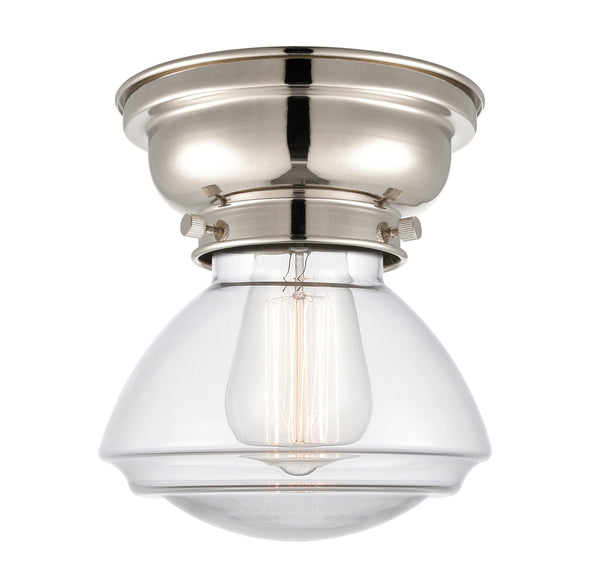 Olean Flush Mount shown in the Polished Nickel finish with a Clear shade