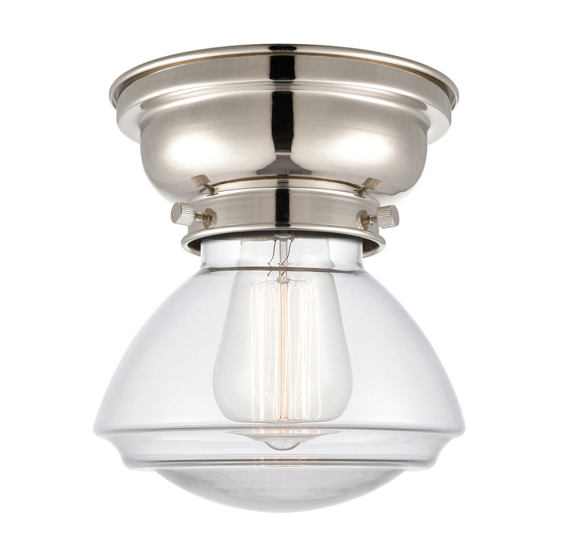 Olean Flush Mount shown in the Polished Nickel finish with a Clear shade