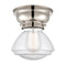 Olean Flush Mount shown in the Polished Nickel finish with a Seedy shade