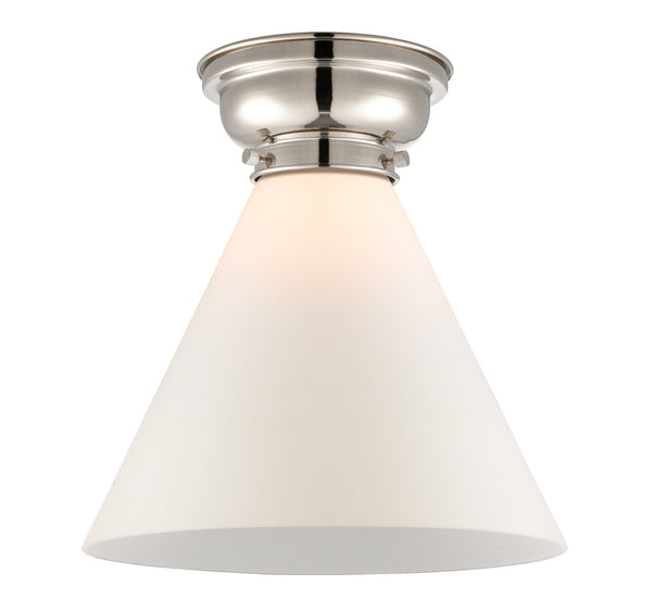 Cone Flush Mount shown in the Polished Nickel finish with a Matte White shade