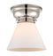 Cone Flush Mount shown in the Polished Nickel finish with a Matte White shade