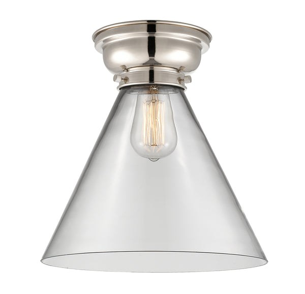 Cone Flush Mount shown in the Polished Nickel finish with a Clear shade