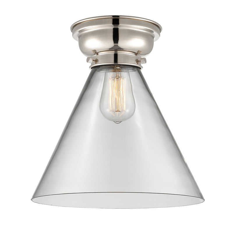 Cone Flush Mount shown in the Polished Nickel finish with a Clear shade